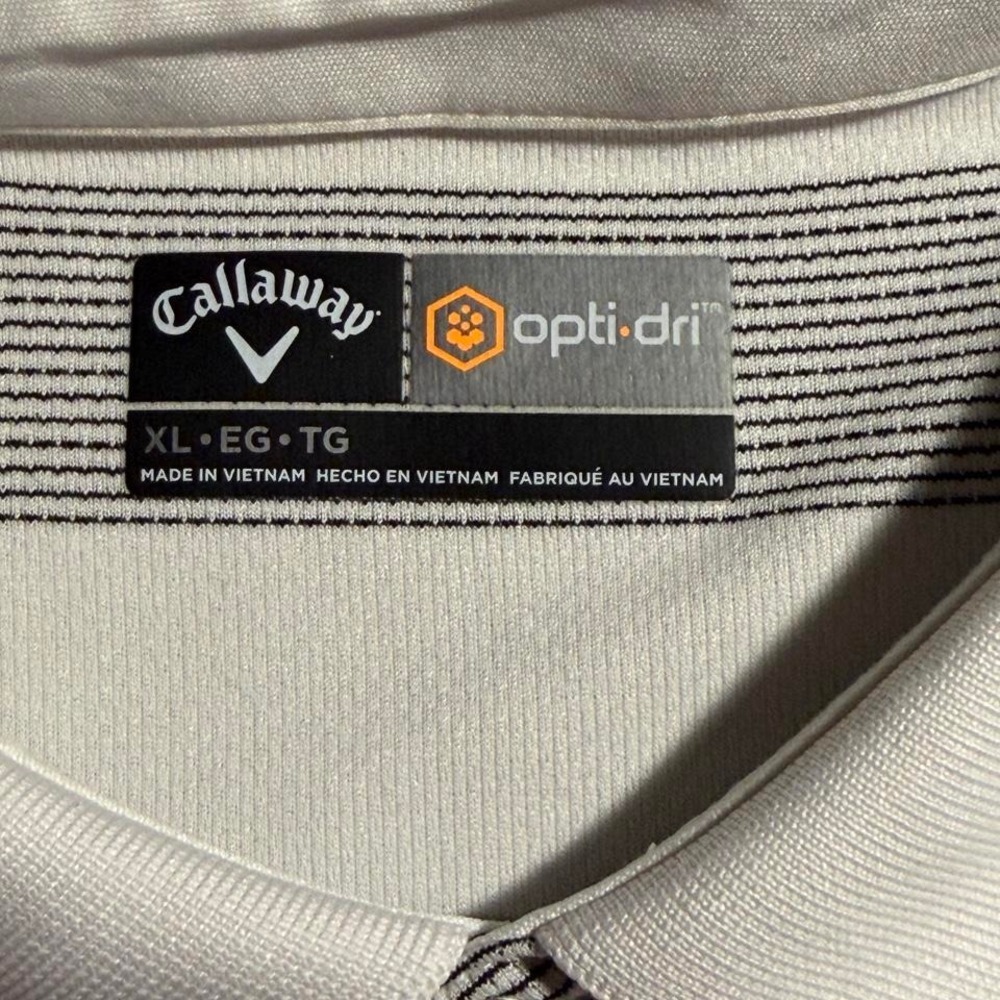 Callaway Opti-Dri white and grey summer striped polo shirt Size XL - Picture 2 of 5